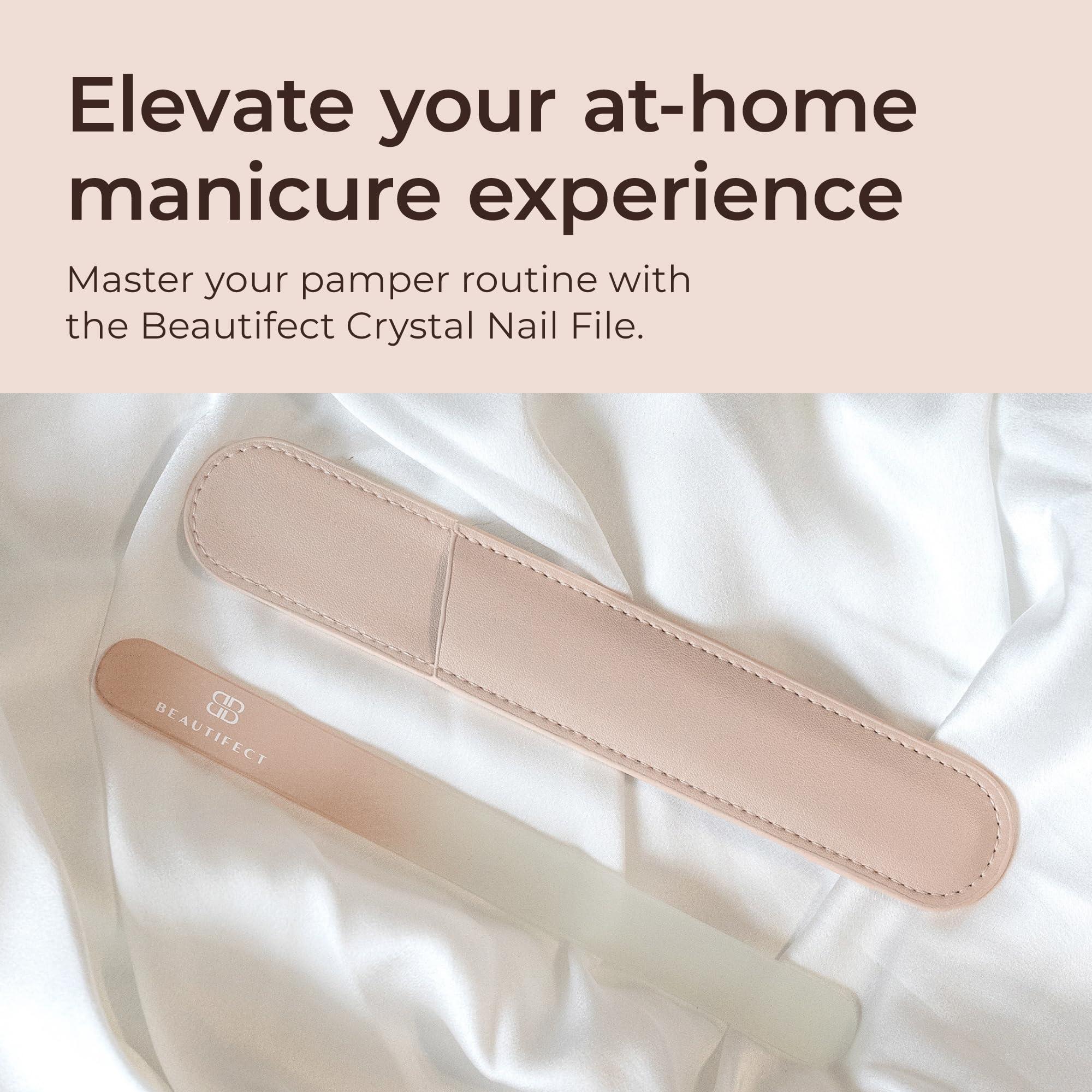 Beautifect Beautifect Crystal Nail File - Glass Nail File with Precision-Filling - Durable Tempered Glass Fingernail File - with Vegan Leather Storage Pouch - Glass File for Natural Nails and Manicures