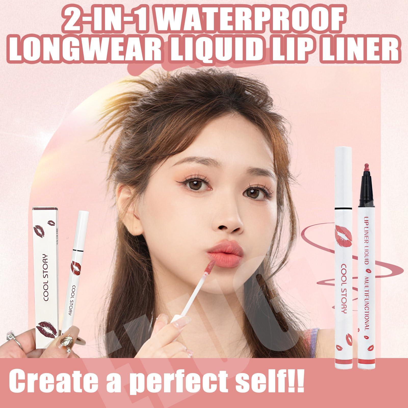 Elugty Elugty Cool Story Lip Liner Stain,New Formula Cool Story Lip Liner,Submarine Liquid Lip Liner,Cool Story Lip Liner Liquid,2-in-1 Waterproof Longwear Liquid Lip Liner,Long Lasting Lip Liner (08, 3pcs)