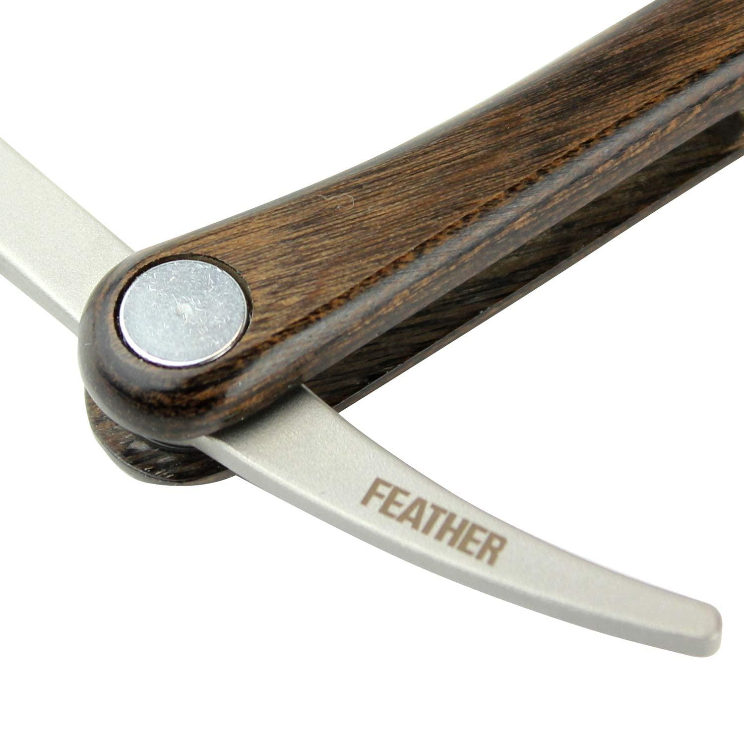 Feather Feather Artist Club SS Wood Folding Straight Razor
