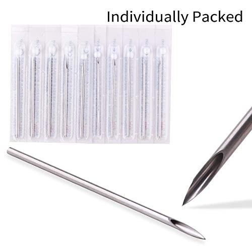 NEEDLEWALK Body Piercing Needles - NeedleWalk 100Pcs Hollow Needles 8G Piercing Needle Kit for Ear Nose Piercing And Lip Tongue Piercing Tattoo Supply