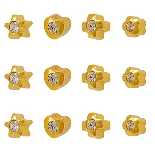 BEAUTY MADE EASY Beauty Made Easy Universal ear piercing kit with 24 pairs mix of all styles in 24k gold hypoallergenic instrument gun