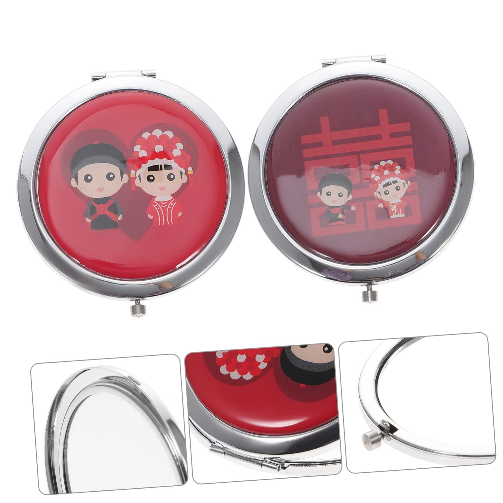 Mikinona Mikinona 2pcs Small Mirror Purses Makeup Light Mirror Vintage Mirror Ladies Wallet Vanity Mirror Mini Tote Bag Makeup Mirror Travel Wallet The Tote Bag Compact Mirrors Red Silver Mirror