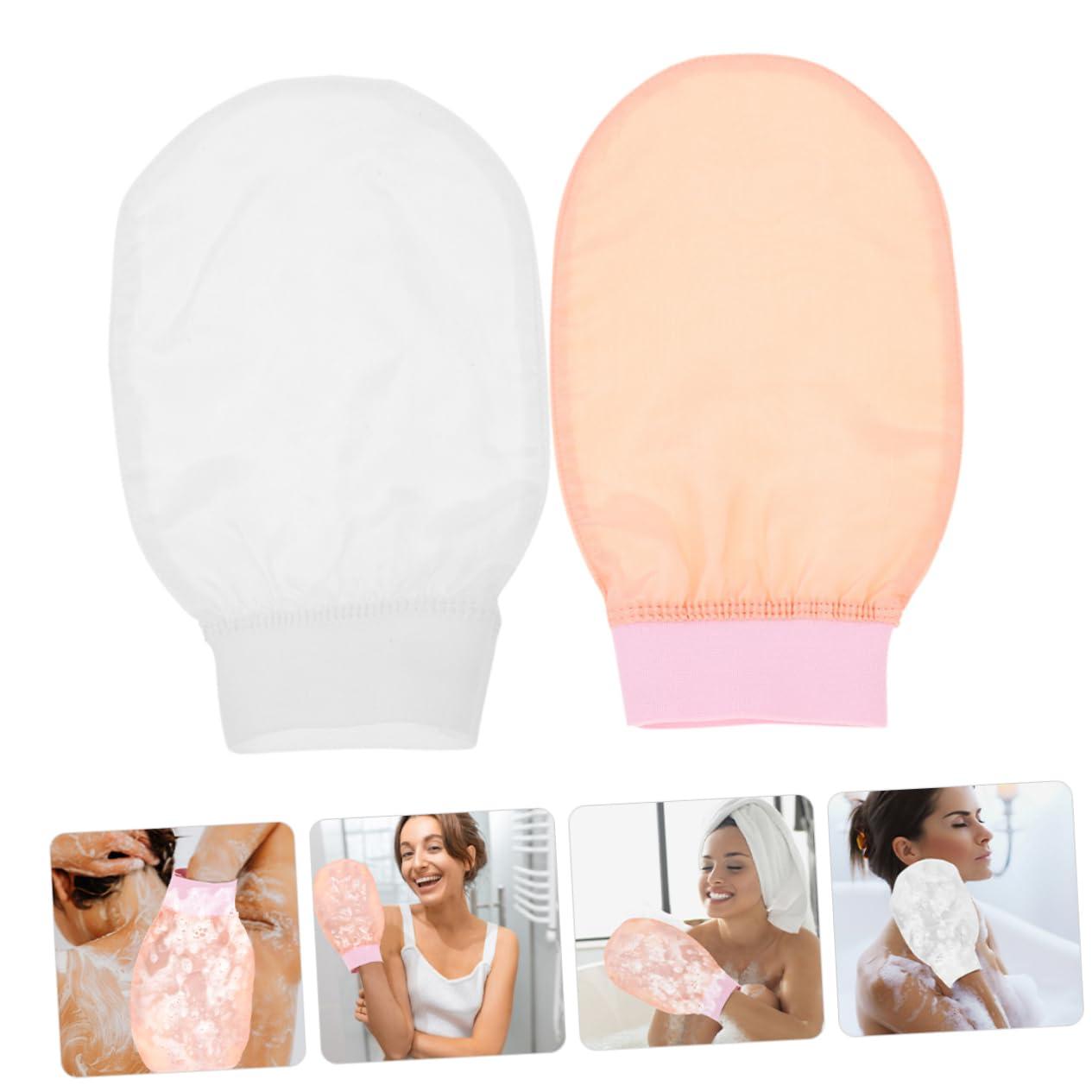 WOONEKY WOONEKY 2pcs Wipe Loofah Gloves Loofah Back Scrubber Asian Italy Towel Shower Mittens Exfoliating Mitt Glove Exfoliating Loofah Pad Body Sponge Scrub Shower Glove Pouf Silk