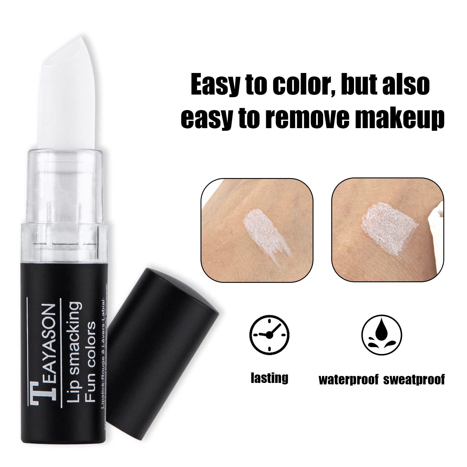 BowJian BowJian White Eye Black White Face Paint Stick White Foundation Goth Makeup Halloween Clown Makeup Cosplay Eye Black Stick White Body Paint White Face Makeup White Concealer Lipstick (White)