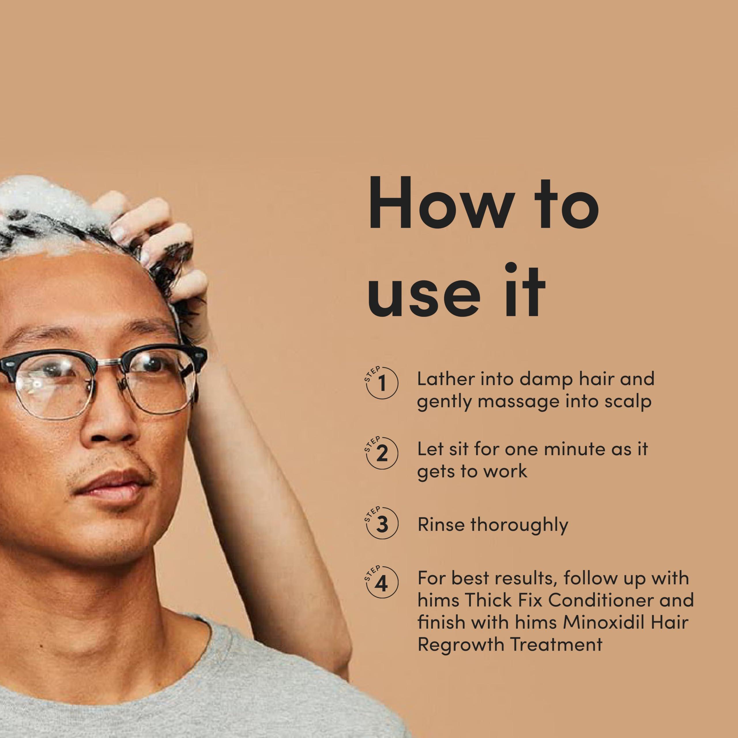 HIMS & HERS hims Thick Fix Shampoo for Men - Thickening Shampoo With Saw Palmetto and Niacinamide - No Parabens or Sulfates, Vegan and Cruelty Free - Fresh Eucalyptus Grove, 2 pack, 6.4oz