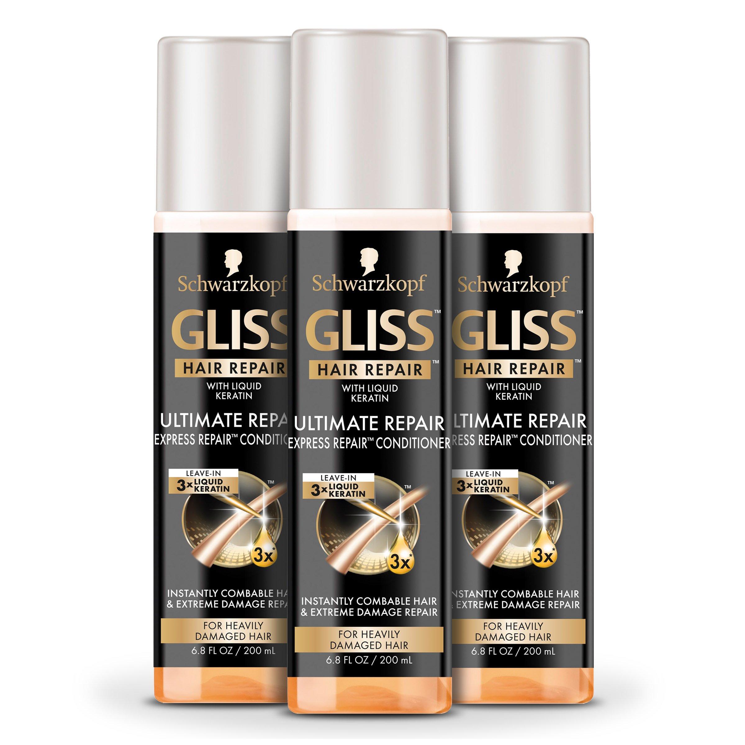 GLISS GLISS Leave-In Conditioner, Ultimate Repair Express Repair for Heavily Damaged Hair, 6.8 Fluid Ounces (Pack of 3)