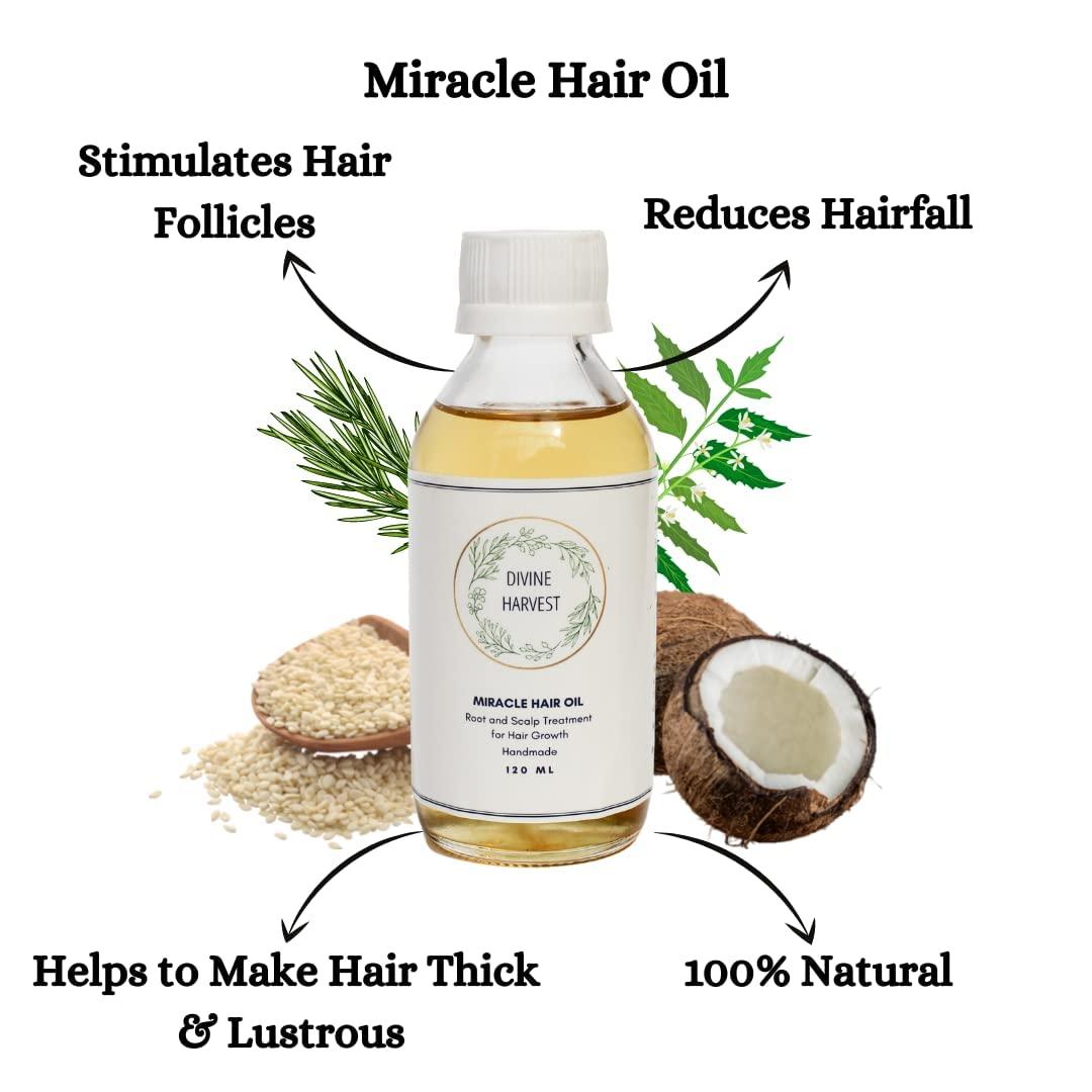 india Miracle Hair Oil, Root and Scalp Treatment For Hair Growth | Stimulates Hair Follicles | Promotes Hair Growth | Anti Hairfall | Handmade | Glass Bottle | 120ML For Men & Women