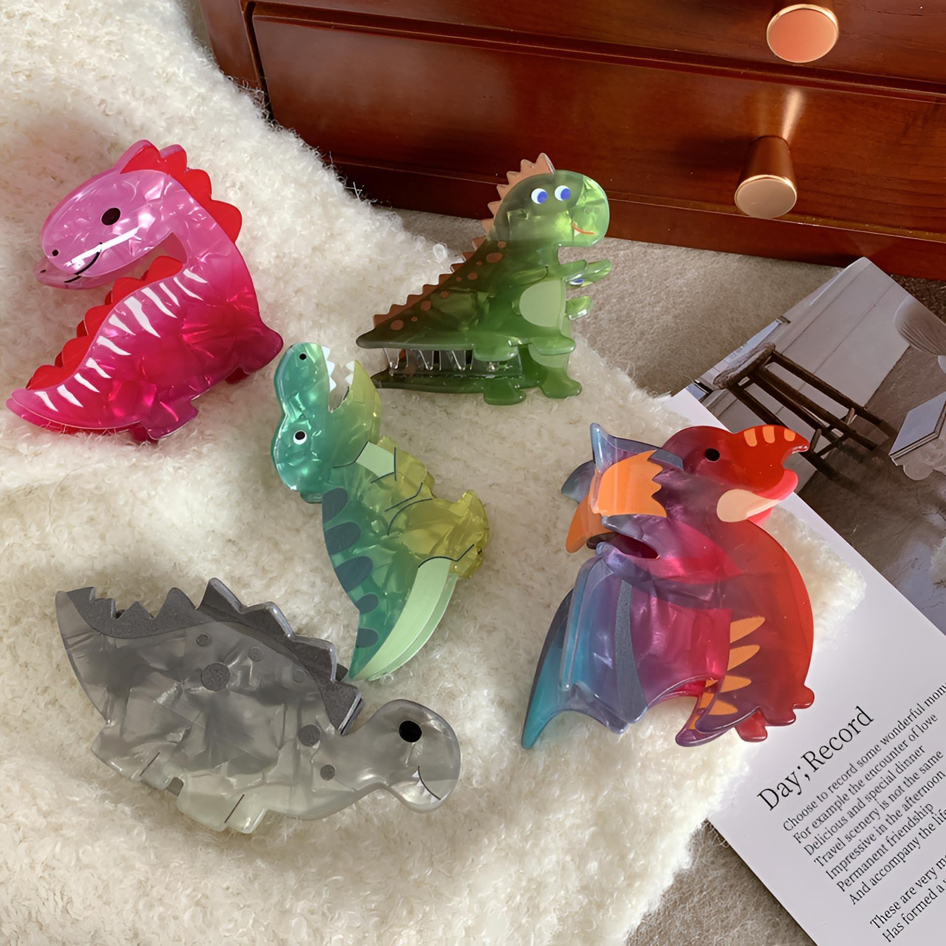 QGMZTNL Dinosaur Hair Clip - Perfect for any hair type and style - Green fun dinosaur design for everyday use and gift giving (Stegosaurus Hair Clip)