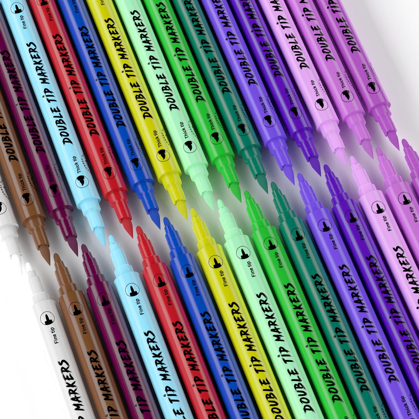 PFARRER PFARRER Temporary Tattoo Markers for Skin, 15 Body Markers + 56 Large Tattoo Stencils & 2 sheets Glow Stickers for Kids and Adults, Dual-End Tattoo Pens with Bold and Fine Lines safty inkZYH2310001KIT