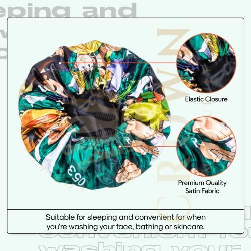 FOR KINGS. BY KINGS CROWN LMTD SUPPLY Large Silky Design Anime Bonnet with Elastic Soft Band Adjustable Women and Men, Comfortable Satin Fabric, SquidB