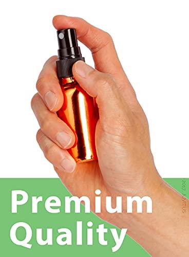 JUVITUS JUVITUS 1 oz Rose Gold Glass Boston Round Bottle with Black Spray (6 pack) Refillable Empty Storage Containers