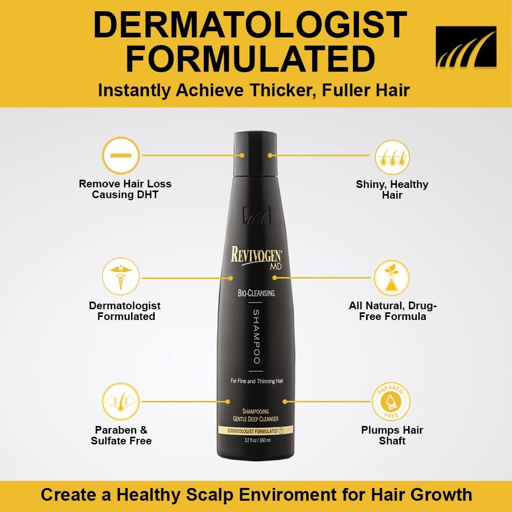 Revivogen MD Revivogen MD Bio-Cleansing Shampoo for Thinning Hair, DHT Blocker Shampoo, Hair Loss Shampoo, Shampoo Thinning Hair, Soothes Scalp, Routine Shampoo for Women/Men Hair Loss, Hair Shampoo, 12oz