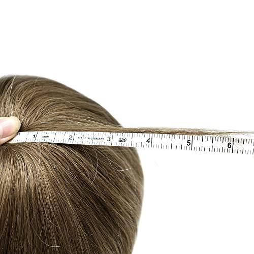JUSTHAIR Toupee for Men Hair Replcement System Mens Toupee Full Poly Thin Skin Human Hair Piece All PU Injection Toupee Hair Systems (8X10", 1720 17# DARK ASH BLONDE WITH 20% SYNTHETIC GREY)
