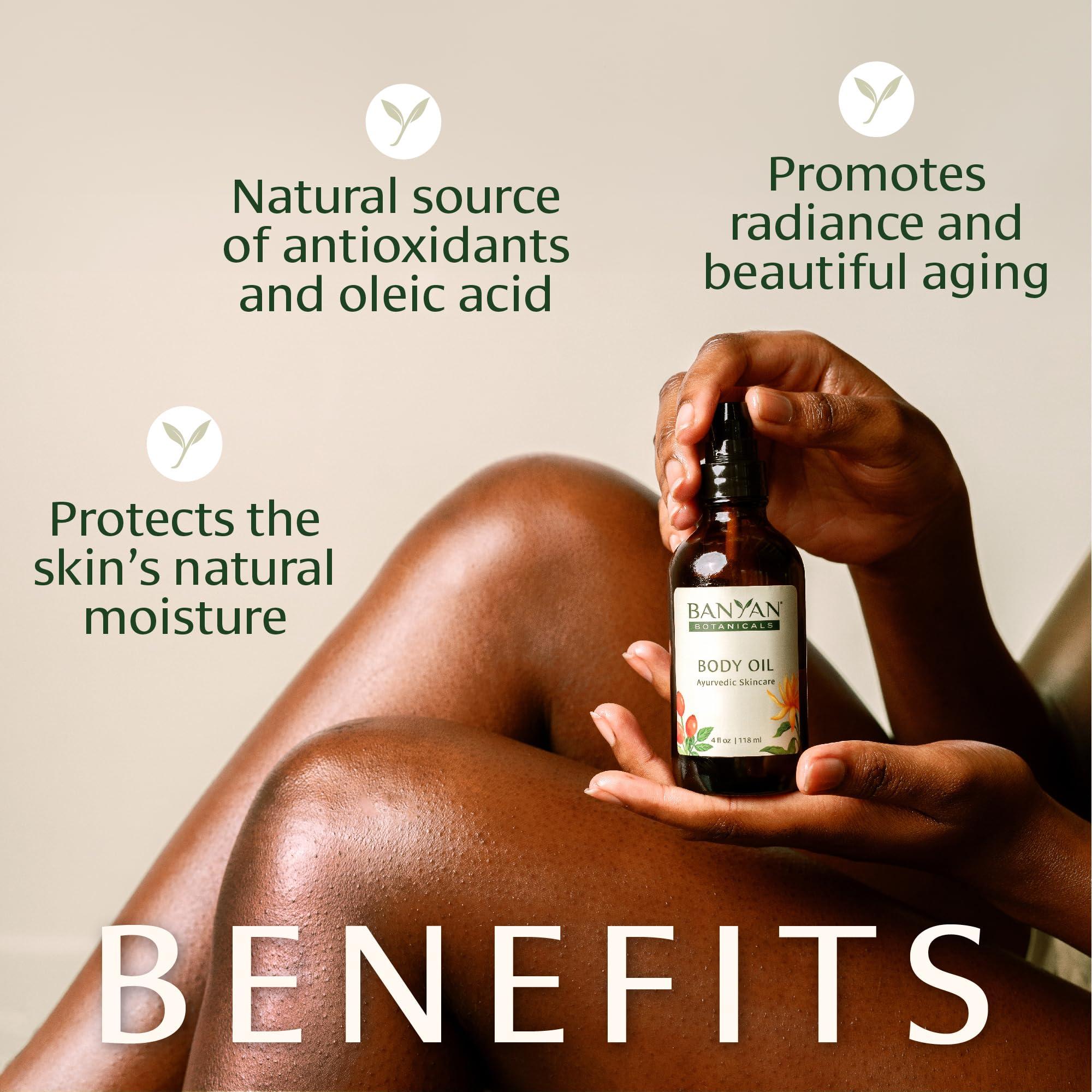 Banyan Botanicals Banyan Botanicals Body Oil Lightweight & Non-Greasy Body Oil Ayurvedic Skin Care with Organic Jojoba Oil & Herbs for Soft, Smooth Skin 4 oz Non-GMO, Cruelty Free, Paraben Free Massage Oil