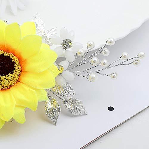 BAROGIRL Barogirl Bridal Sunflower Hair Comb Clip Crystal Bride Gold Wedding Hair Accessories for Women (Silver)