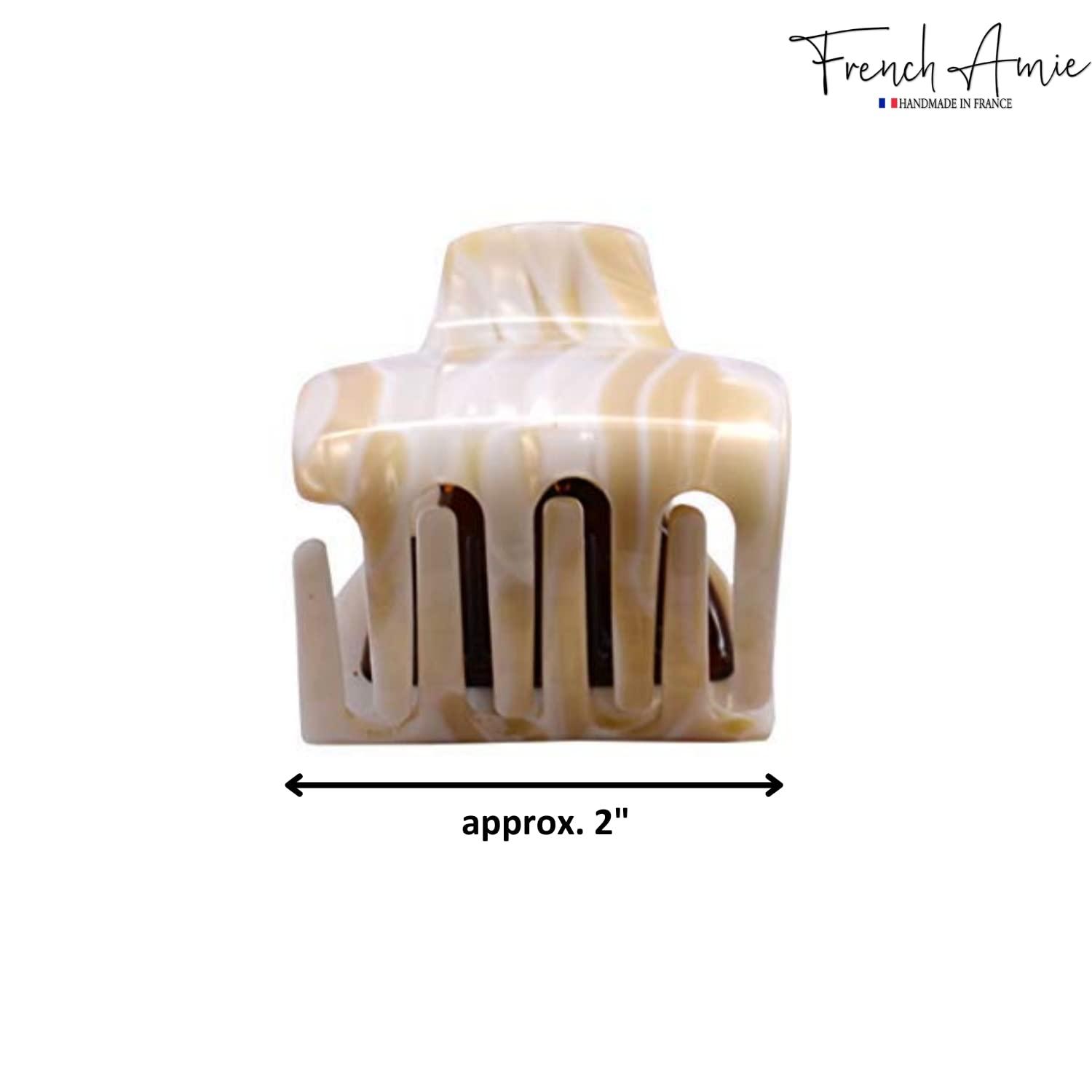 French Amie French Amie Big Fat Marble Cream Off White Handmade Jaw Hair Grip Claw Clips Clamps for Women and Girls for Thick Hair (5 cm / 2 Inch)