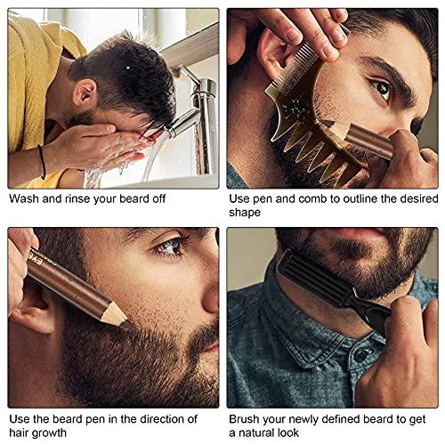 ANGGREK Beard Lineup Pen,ANGGREK White Hairline Pen Professional Beard Pencil Filler Household Beard Pencil Liner Shaping Styling Tool(light brown)