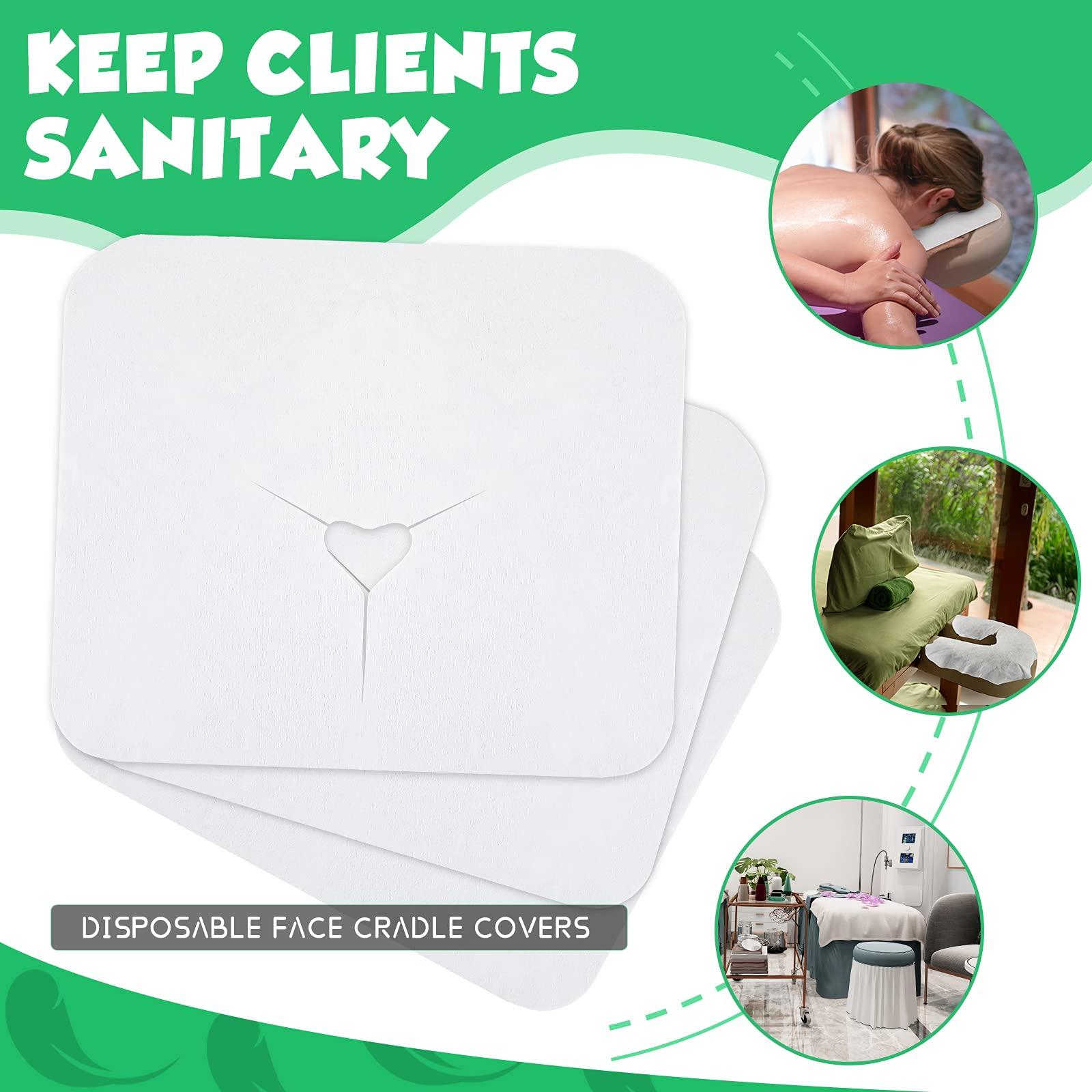 Tatuo 200 Pieces Disposable Face Cradle Covers Massage Headrest Covers for Massage Tables and Massage Chairs Beauty Spa Salon Bed, 11.8 x 15.7 Inches (White)