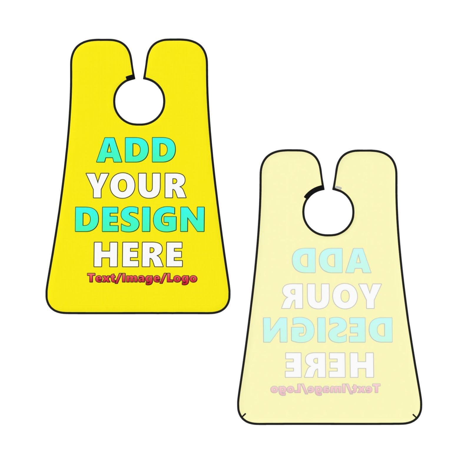 Twkzynj Custom Beard Bib Apron Personalized Beard Hair Catcher Add Customized Photo Picture Text Waterproof Beard Shave Cape for Shaving Trimming for Father\'s Day Gift, Bright Yellow