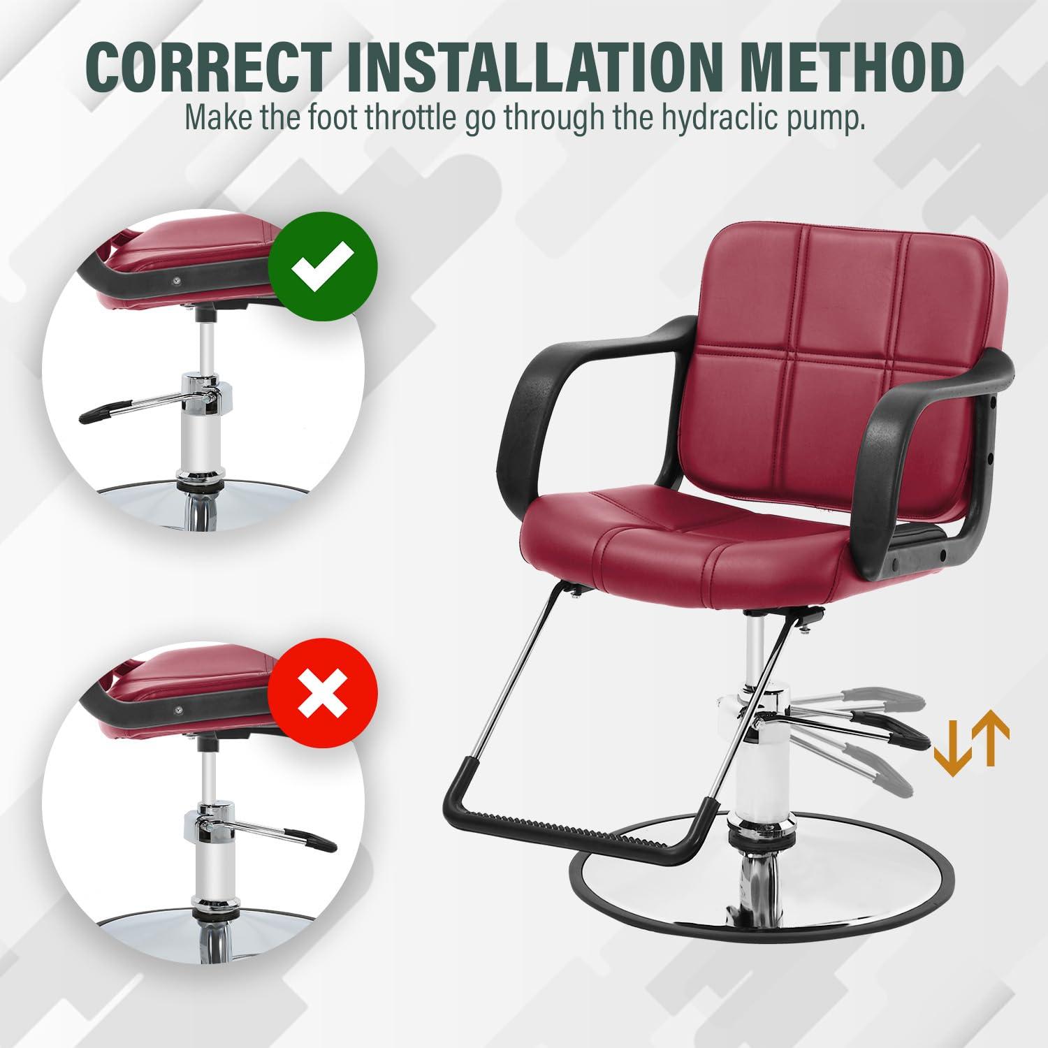 Ruesleag Salon Chair Barber Chair Hair Styling Chair Heavy Duty Hydraulic Swivel Hair Modern Fashion Shampoo Styling Hair Cutting Chairs Spa Beauty Salon Equipment Chairs for Men Women Adults,Burgundy