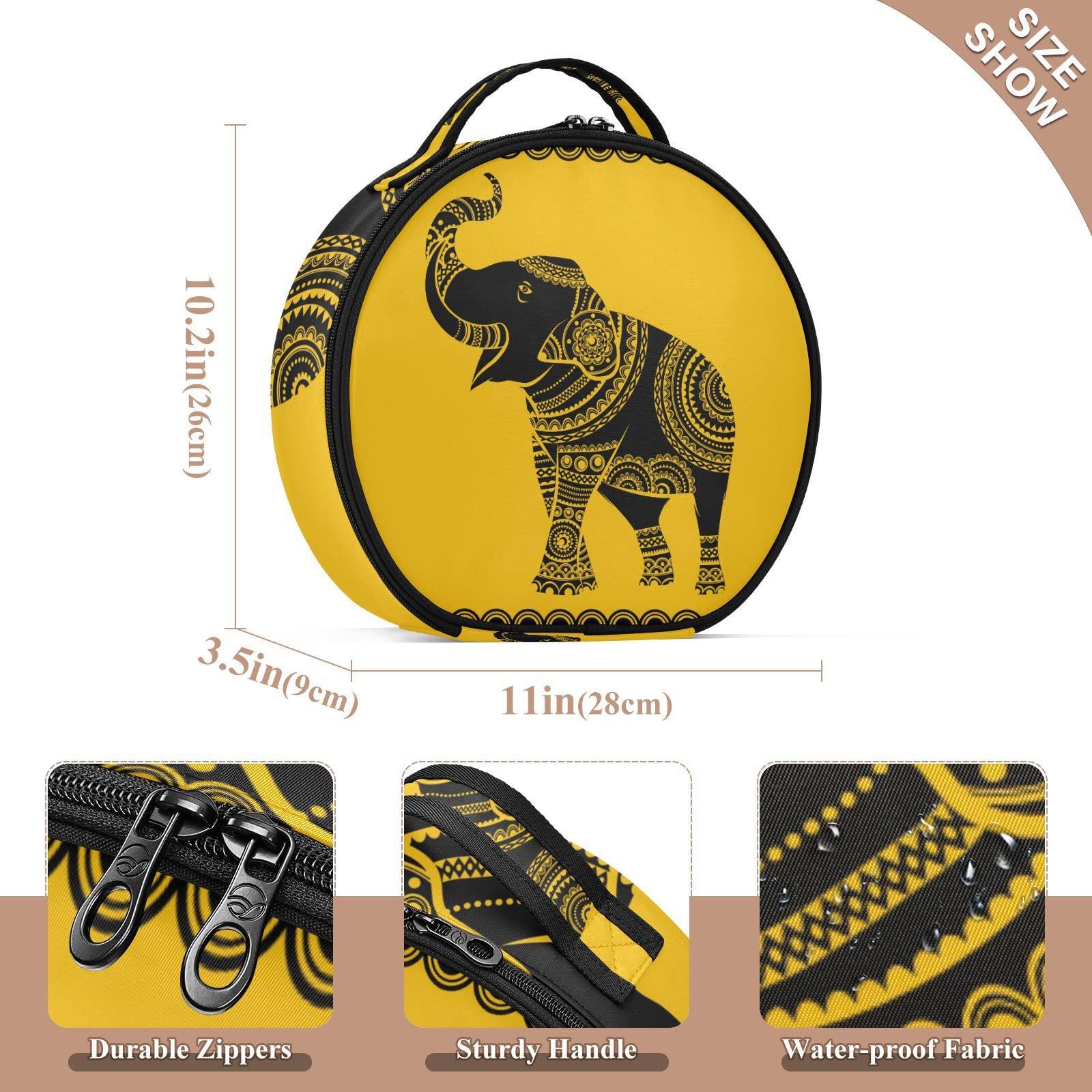 susiyo susiyo Makeup Case, Ethnic African Indian Elephant Cosmetic Bag Organizer Travel Makeup Train Case with Adjustable Dividers