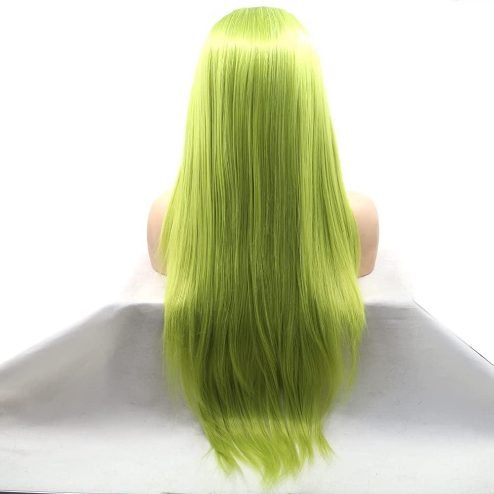 xiweiya xiweiya Mint Green Lace Wigs 13x3 Lace Long Silky Straight Wig Olive Green Synthetic Lace Front Wig Middle Part Heat Resistant Silky Soft Hair For Drag Queen Cosplay Wigs