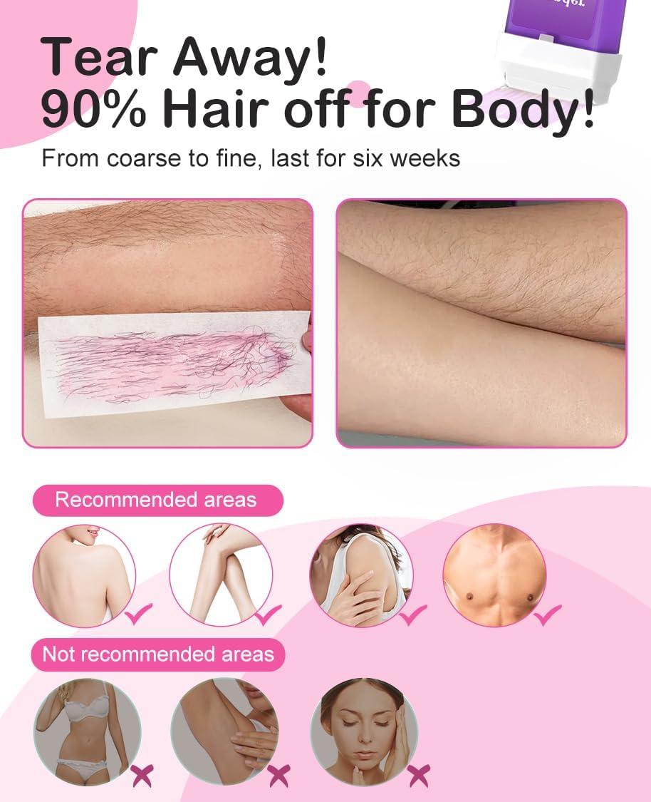 WaxPro Smart Roll on Wax Kit, Wax Roller Kit for Hair Removal,Waxing Kit at Home, Easy Waxing Kit for Women and Men, Suitable for Beginners Waxing at Home