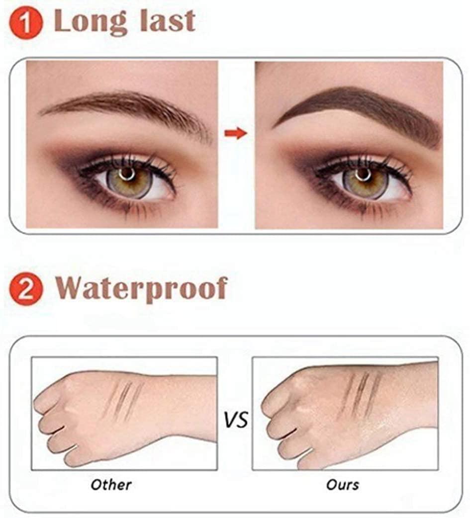 QUEMISS QUEMISS Brow Pen Waterproof Eyebrow 3D Pen Microblading Brow Pencil Makeup with 4 Fork Tip Micro-Fork Liquid Eyebrow Pencil (2#Brown)