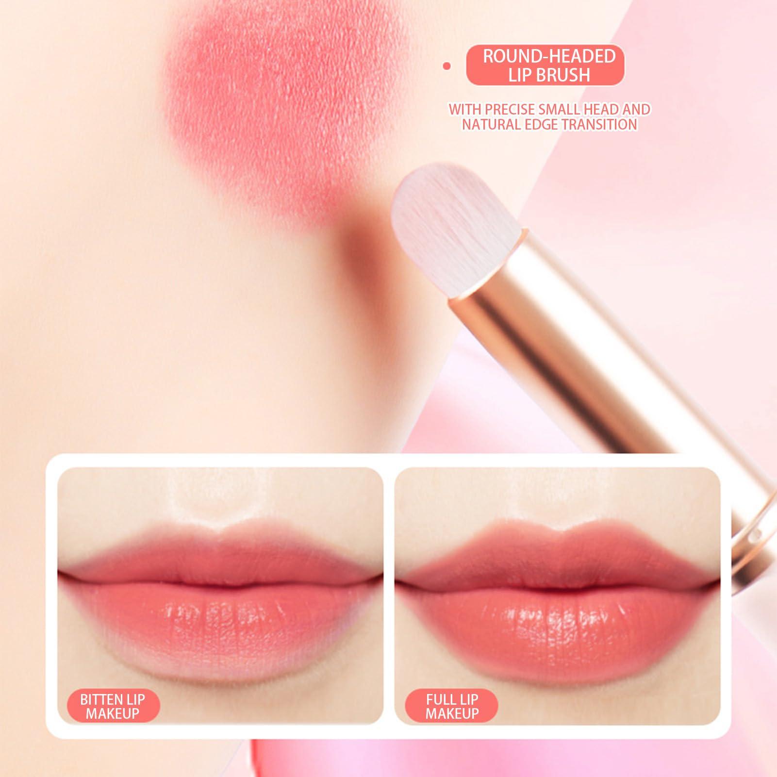 awakentti awakentti Lip Brush, Lip Brushes with Dustproof Lids and Fiber Bristles, Lip Smudge Brush, for Lipstick Gloss Creams, Hygienic Portable with Cap, for Women Girl