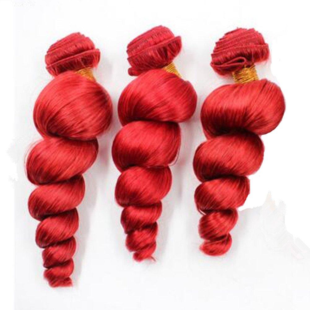 Ruma Hair Ruam Hair 8A 3/4Pcs Full &Thick Red Malaysian Loose Wave Curly Virgin Human Hair Weave Weft Extensions 3/4 Bundles Lot 100G/Pc Mixed Lengths 10-30'' Stock (24 24 24 24)