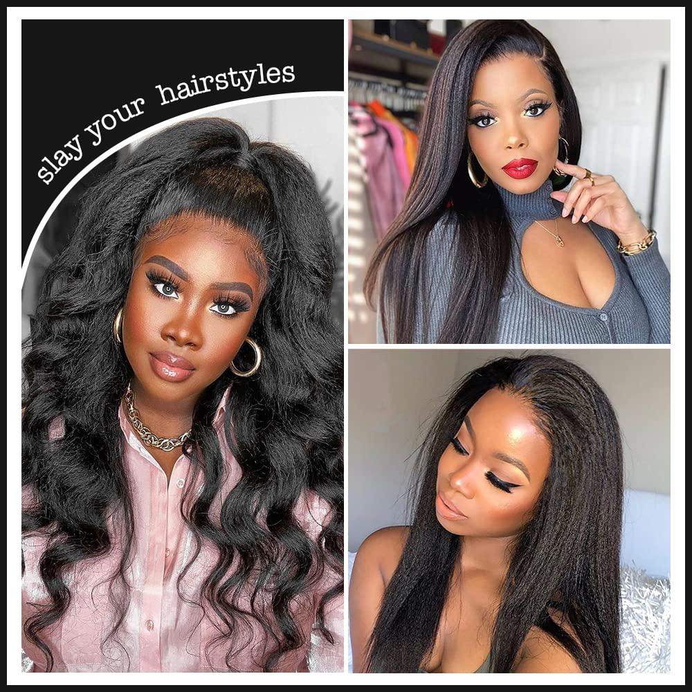 N NIAWIGS Kinky Straight Tape In Extensions Human Hair for Black Women Niawigs Tape In Hair Extensions 100% Human Hair 40pcs Kinky Straight Tape Ins 100G Natural Black 24 Inches