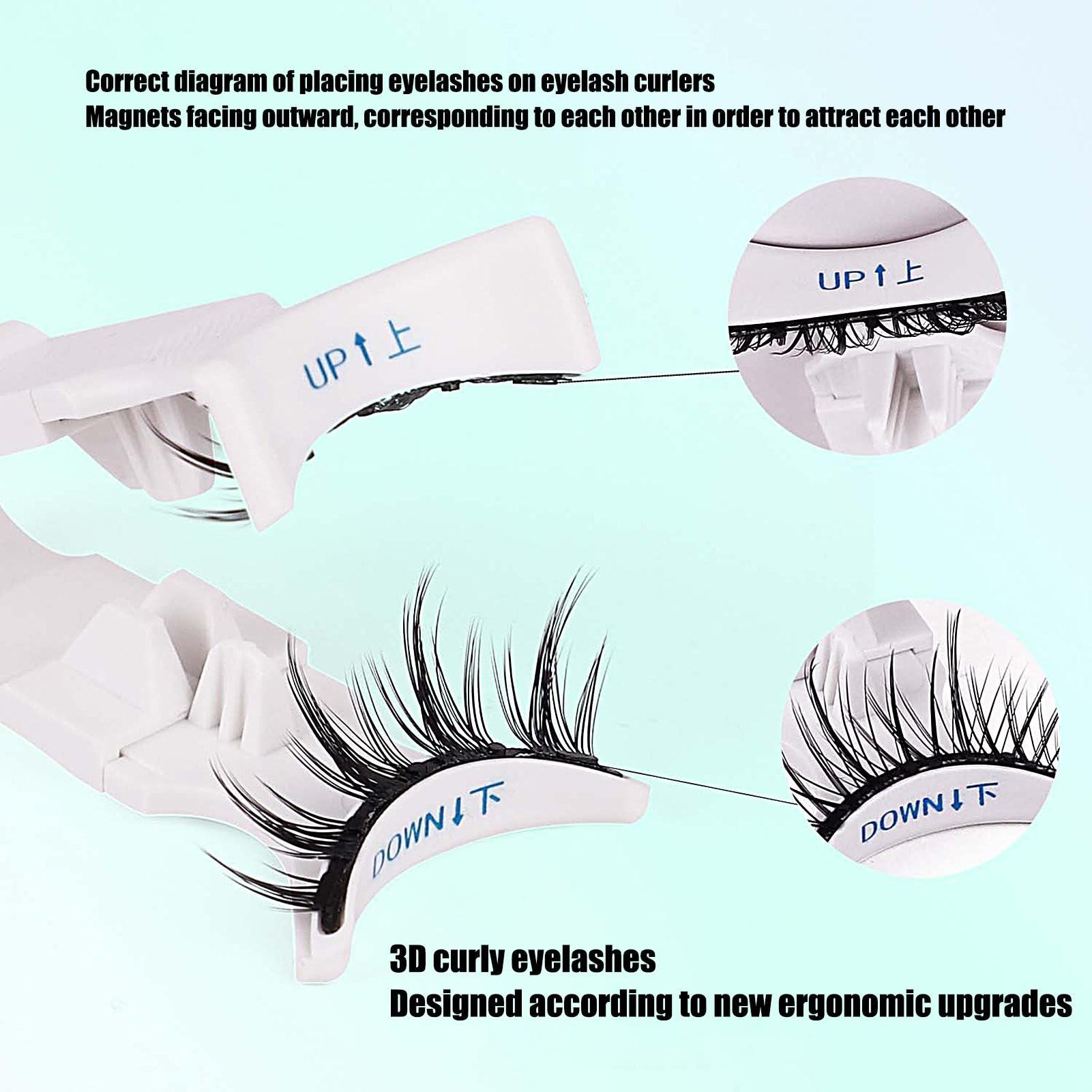 Biniveil 3 False Eyelashes Clip, Portable Magnetic Eyelash Applicator Tool Set, Easy to Use Lash Applicator Tool Kit, Magnetic Lashes Kit, Reusable Magnetic Eyelashes Tool for Lounging, Travel