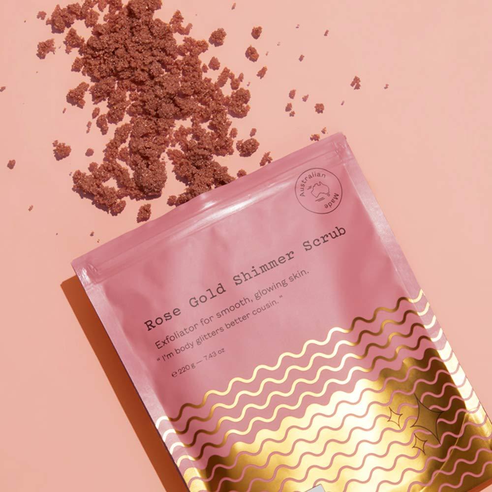 frank body Frank Body Rose Gold Shimmer Scrub | Natural, Vegan, Cruelty Free Exfoliating Body Scrub Smooths, Exfoliates, and Hydrates with Sugar, Salt, Vitamin E, and Grapeseed Oil | 7.43 oz / 220 g