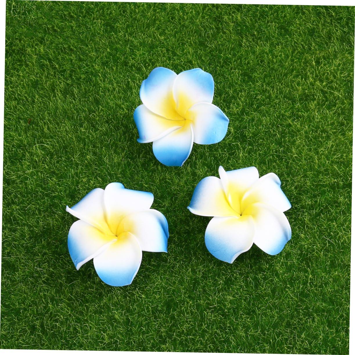 Ciieeo Ciieeo Set of 100 6cm Plumeria Fake Flowers Wedding Decorations Party Supplies Foam Hair Clip