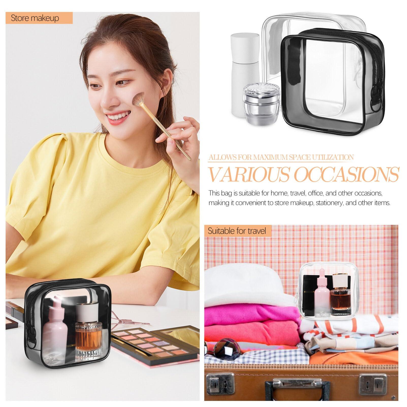 Baluue Baluue Clear Makeup Bags with Zipper, 5\" Travel Cosmetic Bag TSA Approved Square Cosmetic Bag, Clear Makeup Bags Waterproof Pouches Portable Storage Bags for Make Up Toiletry