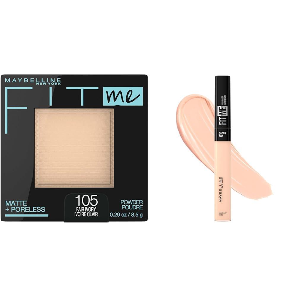 MAYBELLINE Maybelline Fit Me Matte + Poreless Face Powder & Liquid Concealer Makeup Bundle, 1 Count Each
