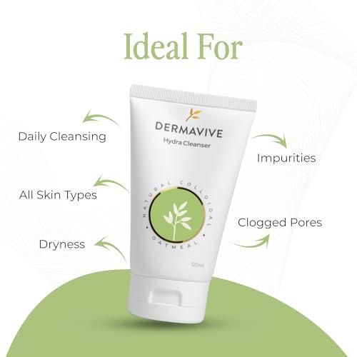 Dermavive Dermavive Hydrating Facial Cleanser, Soap-Free Gentle Cleanser with Colloidal Oatmeal & Vitamin E, Soothes & Moisturizes Sensitive & Dry Skin, Suitable for All Skin Types, 120ml (4.05oz)