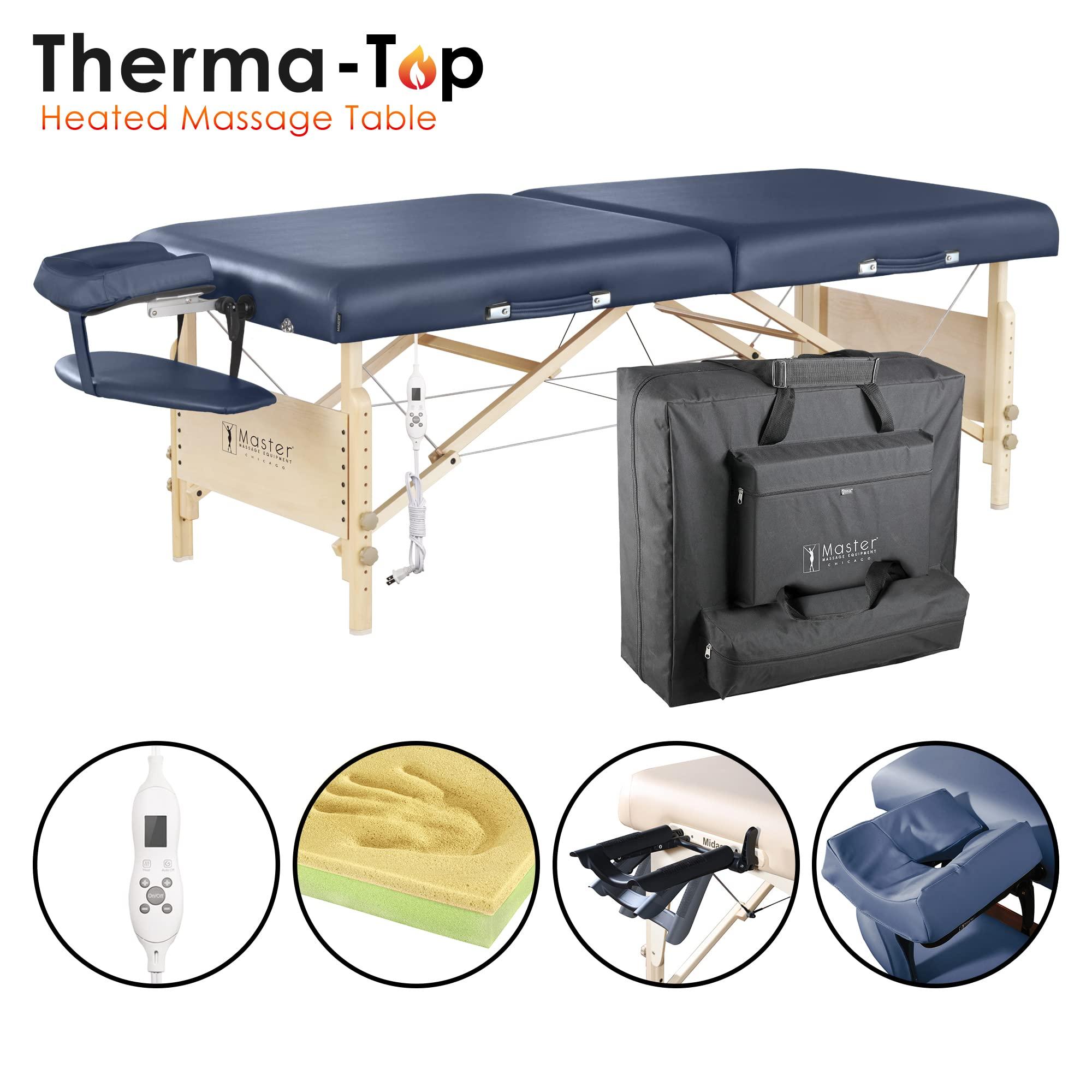 Master Massage Master Massage Coronado Therma Top Portable Massage Table Heated with Warming Top and 3-Inch Foam Cushioning- Tattoo Bed, Lash Table- Royal Blue (30 x 84)
