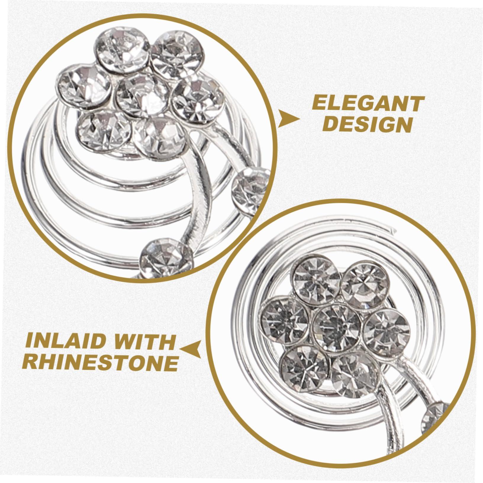 VINTORKY VINTORKY Elegant Prom Hair Accessories 12pcs Silver Spiral Hair Clips Bridal Hair Clip for Women Rhinestone Hair Jewelry Hair Jewels for Women