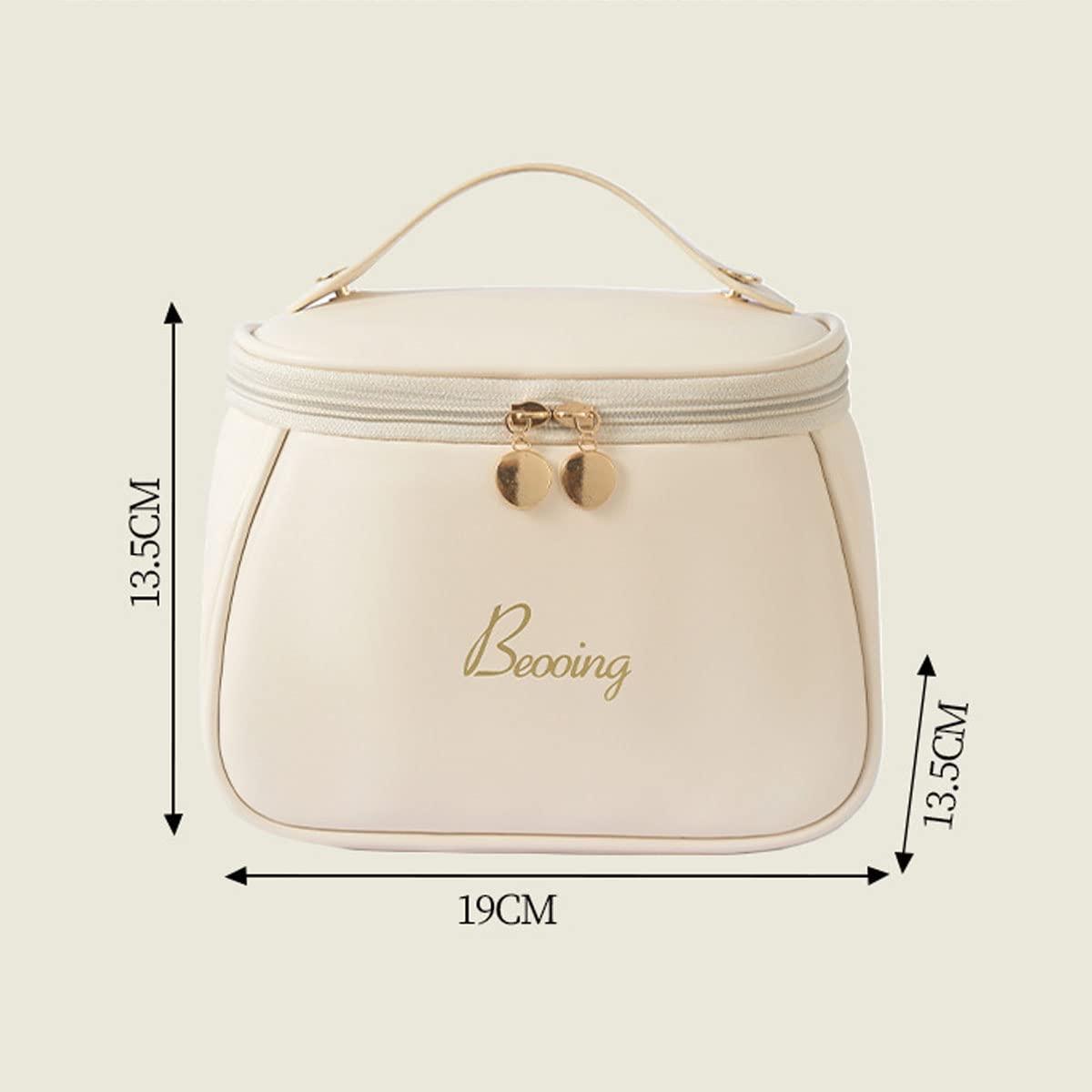 cirea cirea Cube Style PU Modern Simple and Large Capacity Cosmetic Bag for Easy Carrying of Travel Ladies' Makeup Bag (Pink)