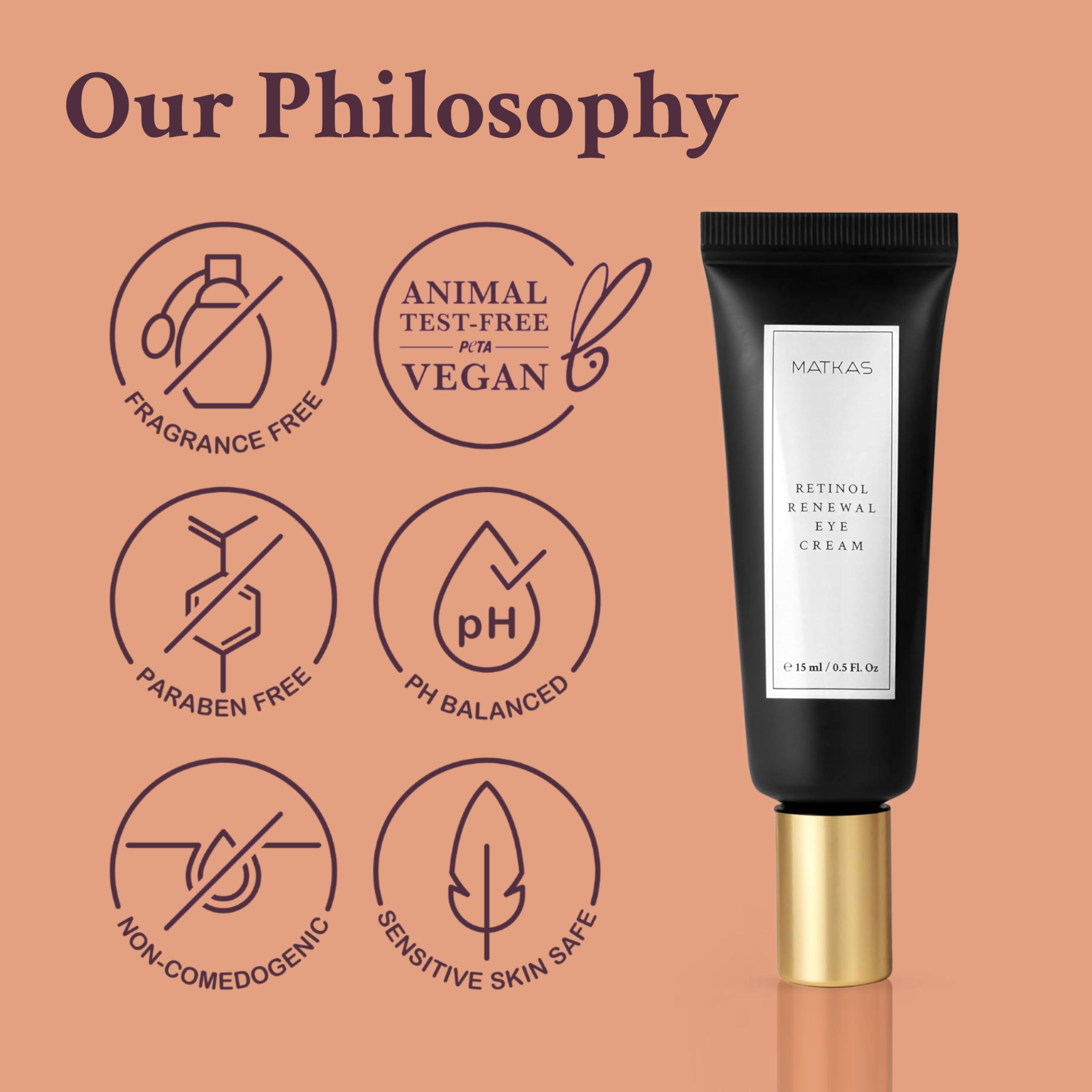 MATKAS MATKAS Korean Retinol Renew Under Eye Cream for Wrinkles, Fine Lines - 15mL Best Under Eye Brightener Cream for Dark Circles, Korean Skincare Retinol Serum for Anti Aging, Eye Bags Treatment for Women