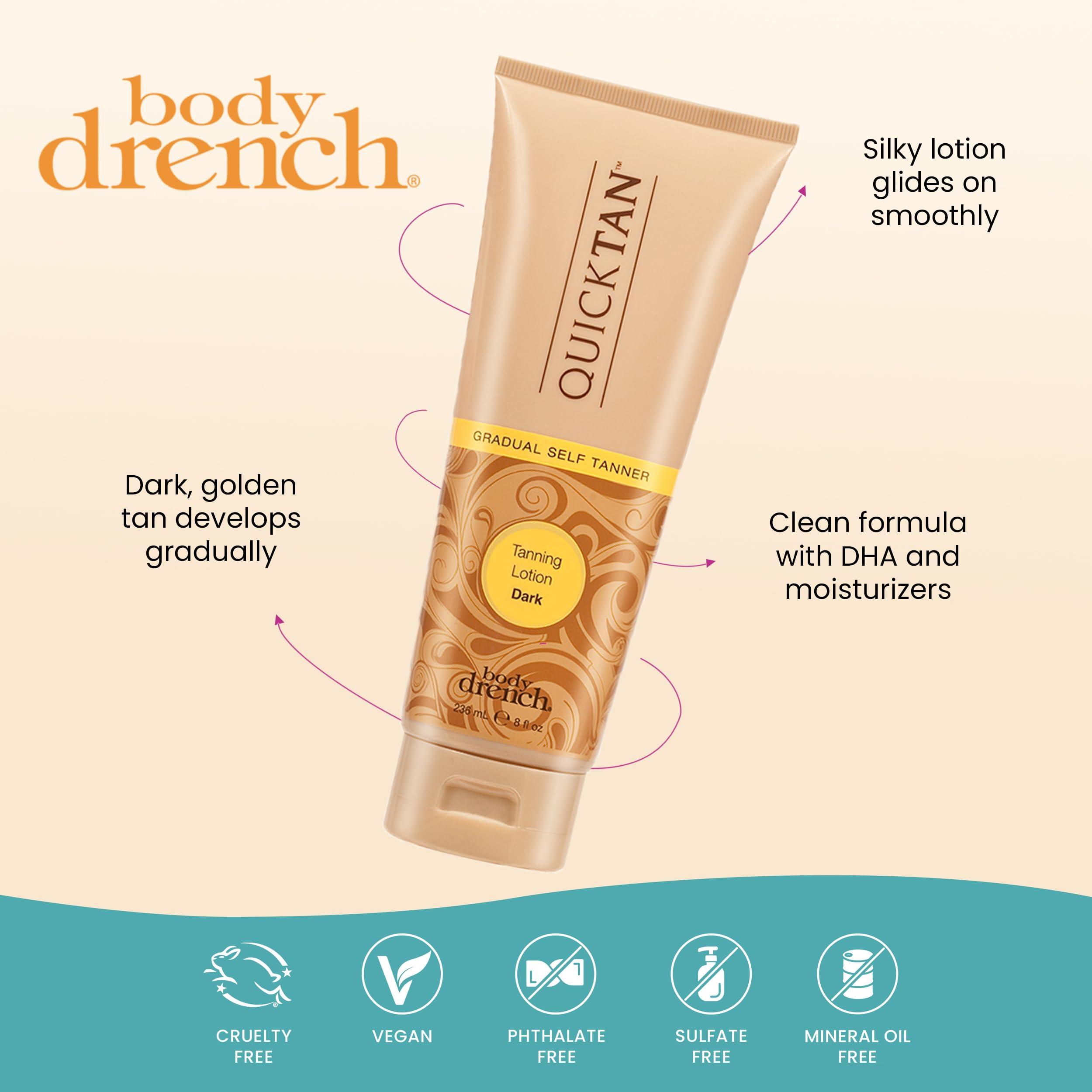 Body Drench Body Drench Quick Tan Gradual Tanning/Bronzing Lotion | Self Tan, Sunless Tanner Solution for Mess Free Coverage | Dark, 8 Fl Oz