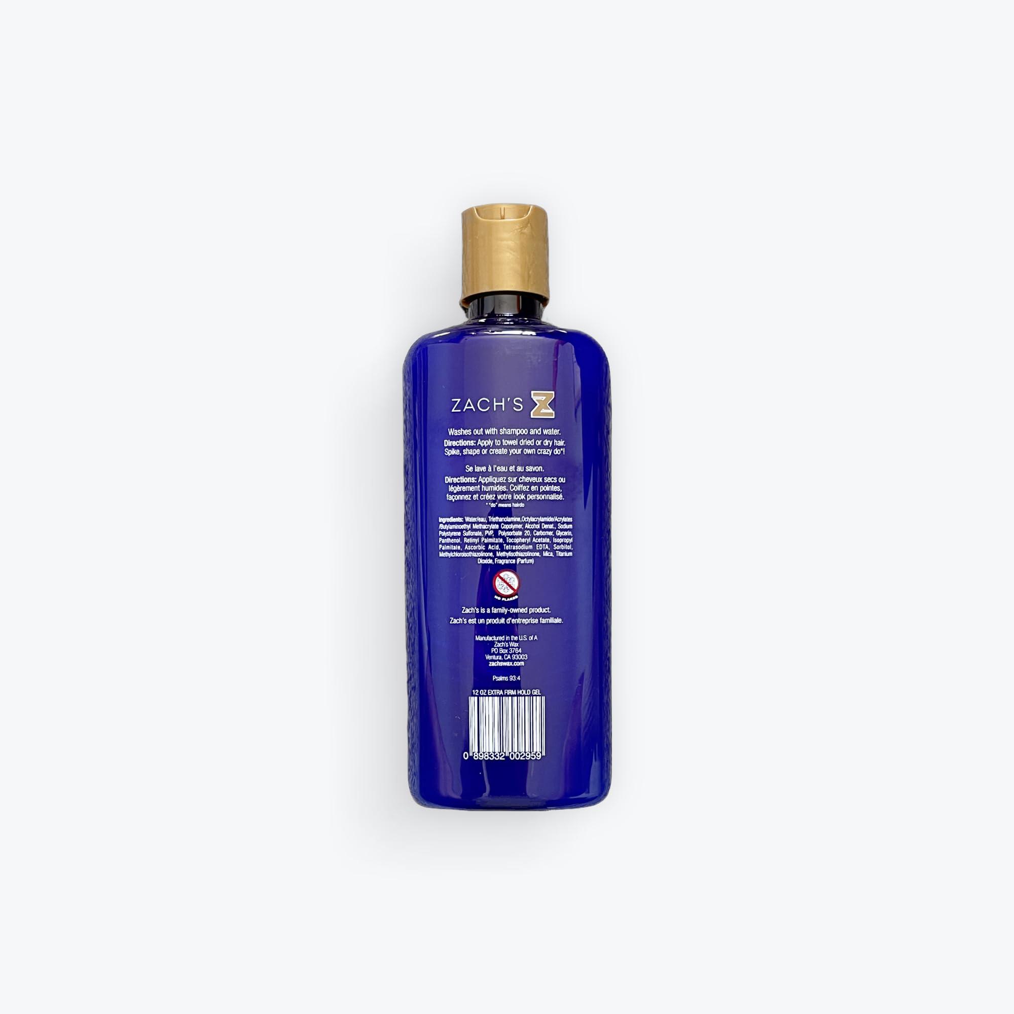 Zach\'s Wax Zach\'s Wax Firm Hold Hair Gel for Men, 12 fl oz