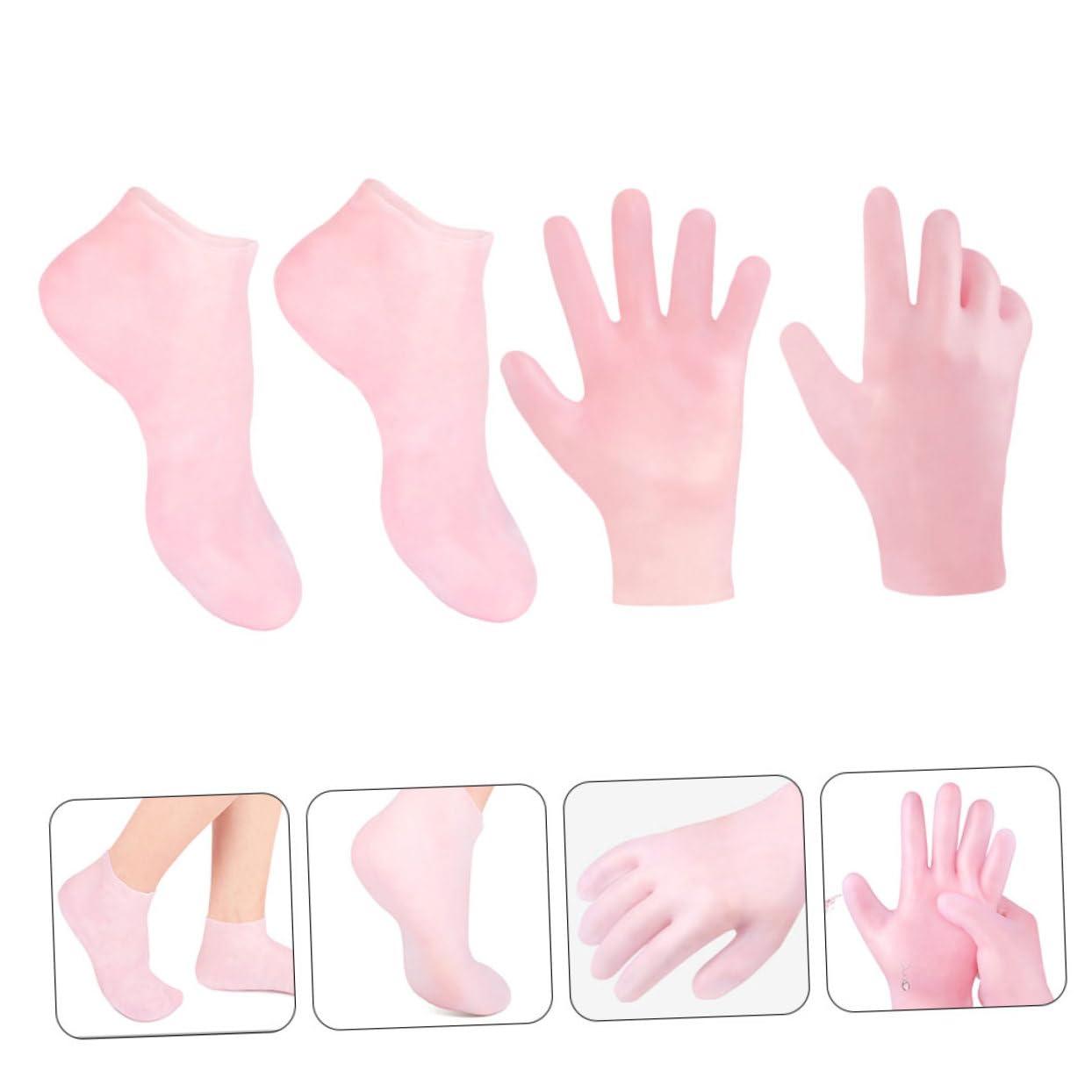 VINTORKY VINTORKY Foot Skin Remover Gloves 2 Pack Moisturizing Socks Gloves for Cracked Foot Care