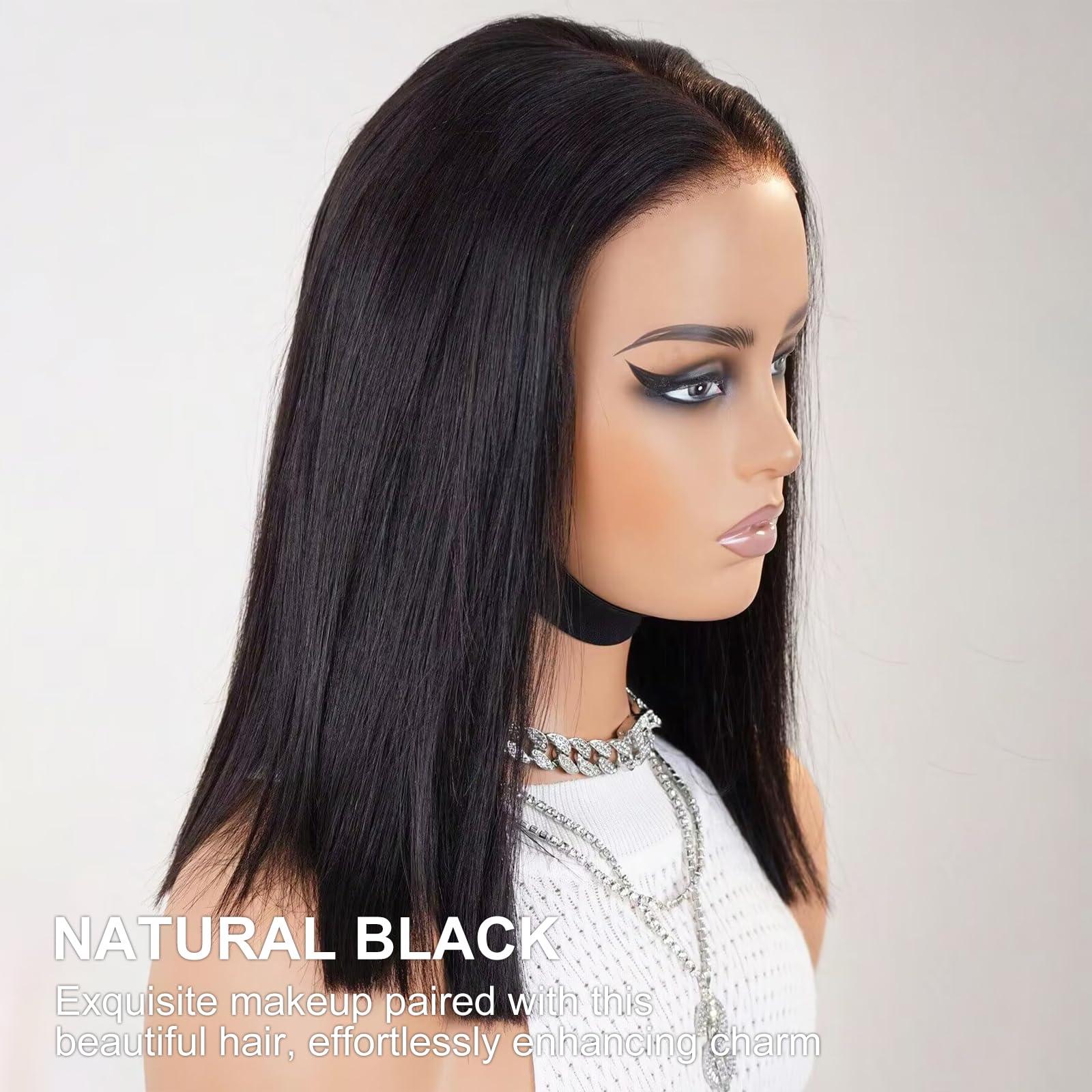 Tinashe Tinashe Wear and Go Glueless Bob Wigs Human Hair 5x6 HD Lace Closure Wigs Pre Plucked Bob Straight Lace Front Wigs Human Hair Short Bob Wigs for Black Women (Black Straight Bob Wig, 10inch)