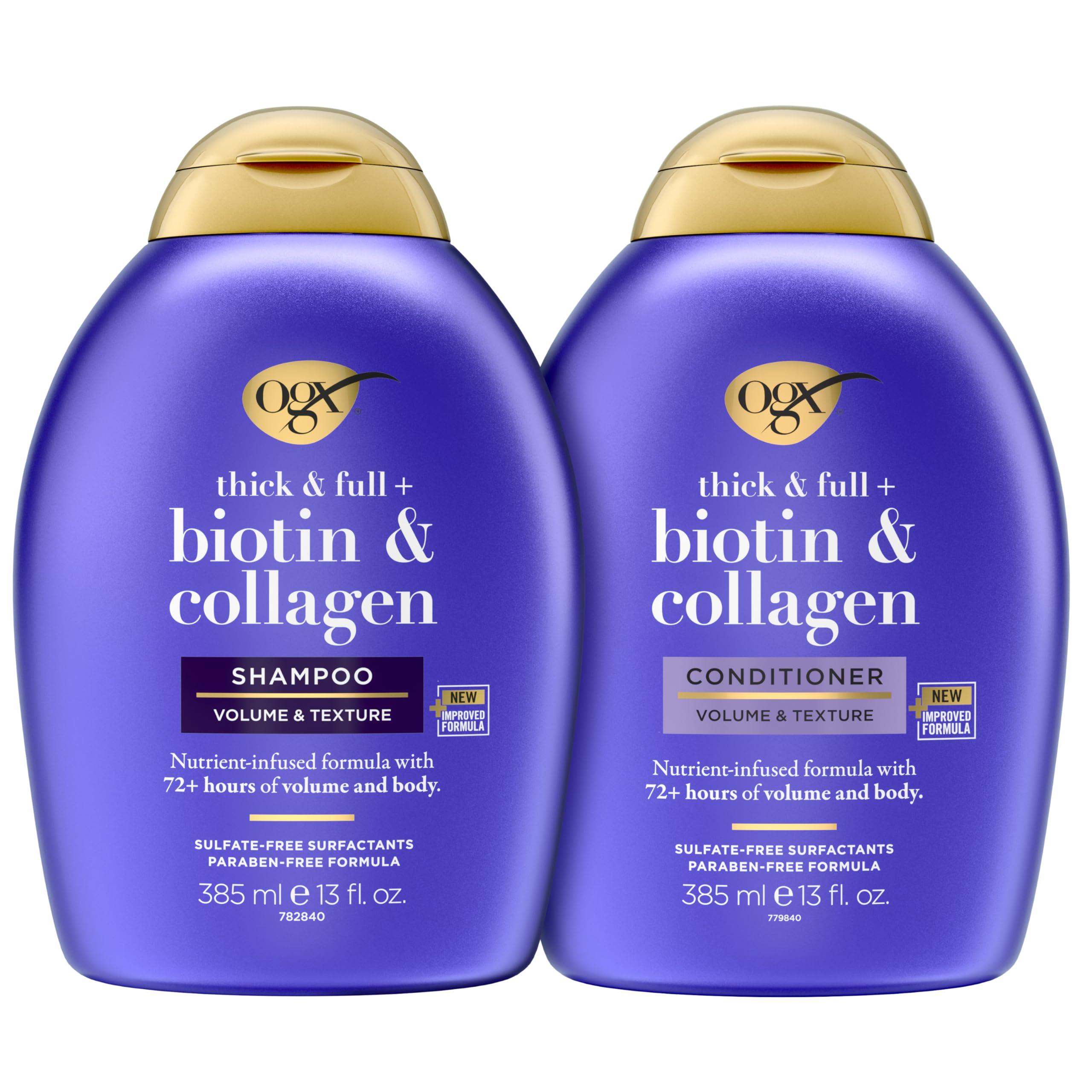 OGX OGX Thick & Full + Biotin & Collagen Shampoo & Conditioner Set, (packaging may vary), Purple, 13 Fl Oz (Pack of 2)