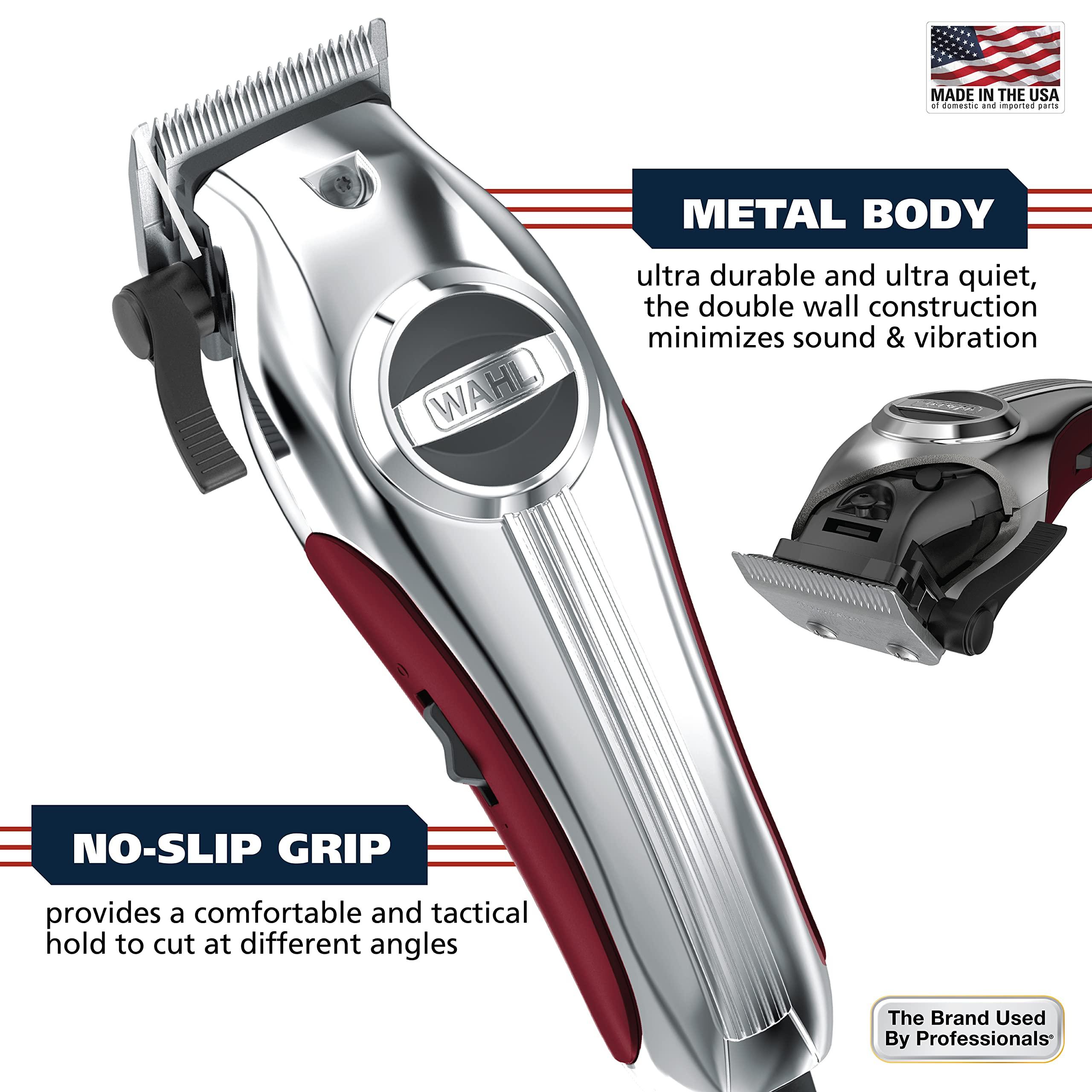 Wahl Wahl USA Pro Ultra Quiet High Torque Corded Hair Clipper for Ultra Quiet Operation and Cooler Operating Temperatures, Metal Housing with Bonus Hair Clipping Guard Caddy - Model 3000097