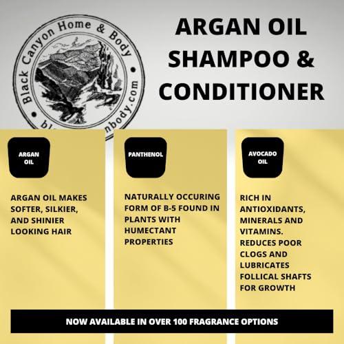 Black Canyon Home and Body Black Canyon Frankincense & Golden Myrrh Scented Argan Oil Shampoo Conditioner and Hair Detangler Set, 16 Oz