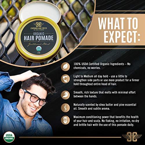 CRIUS COSMETICS CRIUS COSMETICS Hair Pomade for Men - Certified Organic Pomade with Vegan Ingredients (Chronos And Creed), Natural Hair Balm for Strong Hold & Scalp Care (2 Fl Oz)