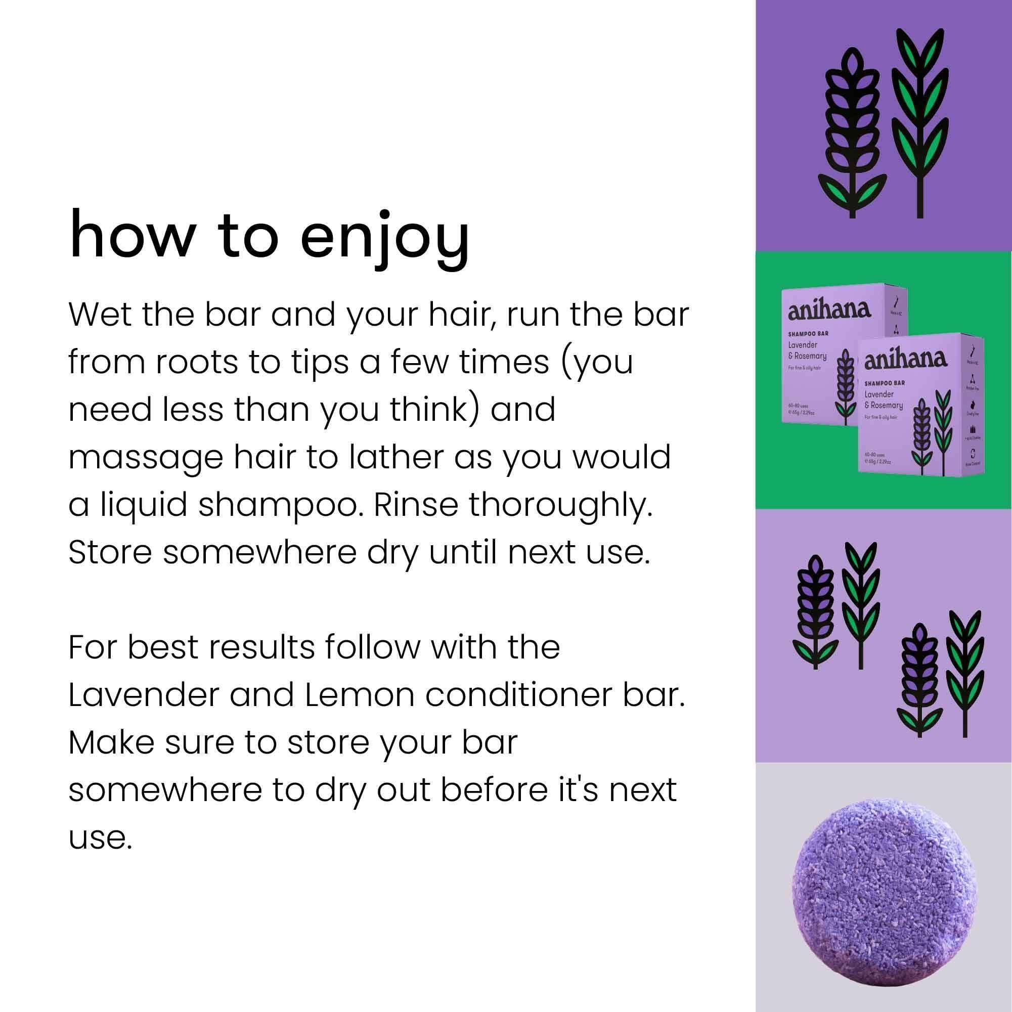 ANIHANA ANIHANA Shampoo Bar for Thin Fine Oily Hair Gives Hair Volume & Body Natural Healthy Look and Shine Paraben Free Lavender and Rosemary 2.29 oz